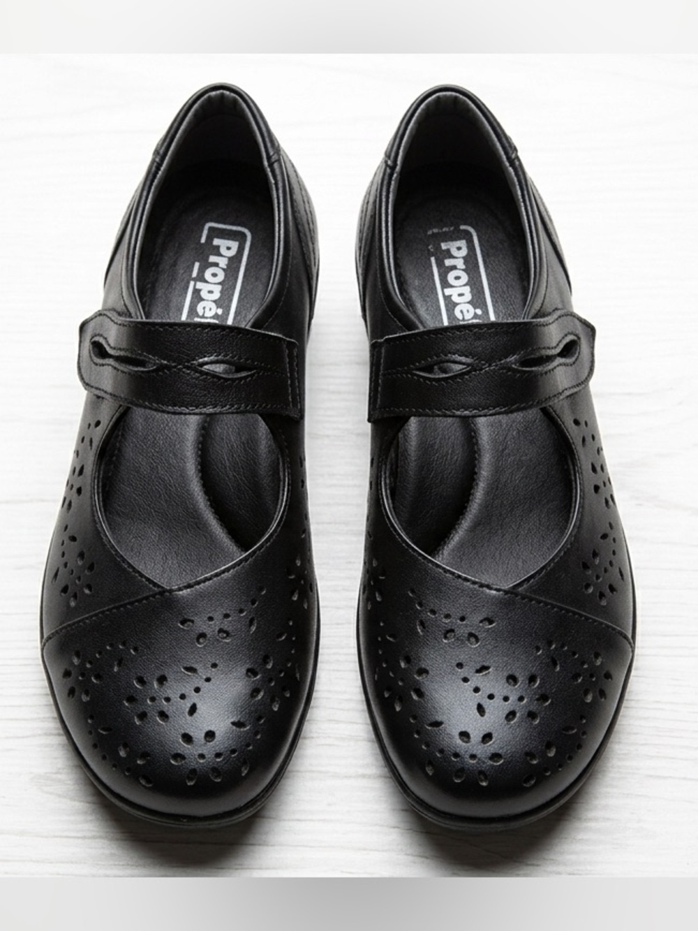 Propet Calista Womens Size 8 XX Extra Wide Black Leather Mary Jane Flats Shoes
